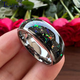8mm Tungsten Carbide Ring Galaxy Opal Inlay Wedding Band
