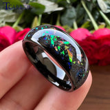 8mm Tungsten Carbide Ring Galaxy Opal Inlay Wedding Band