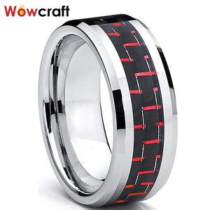 8mm Tungsten Carbide Wedding Band Rings with Carbon Fiber Inlay