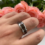 8mm Tungsten Carbide Wedding Band Rings with Carbon Fiber Inlay