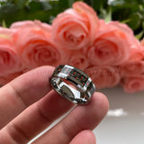 8mm Tungsten Carbide Wedding Band Rings with Carbon Fiber Inlay