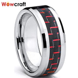 8mm Tungsten Carbide Wedding Band Rings with Carbon Fiber Inlay