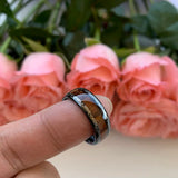 8mm Tungsten Carbide Wedding Band Koa Wood Floral Ring