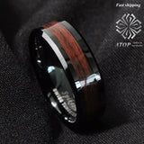 8mm Tungsten Carbide Red Wood Inlay Wedding Band Ring