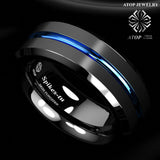 8mm Men's Tungsten Carbide Wedding Band Brushed Stripe
