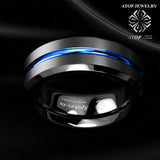 8mm Men's Tungsten Carbide Wedding Band Brushed Stripe