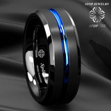 8mm Men's Tungsten Carbide Wedding Band Brushed Stripe