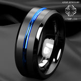 8mm Men's Tungsten Carbide Wedding Band Brushed Stripe