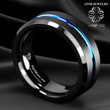 8mm Men's Tungsten Carbide Wedding Band Brushed Stripe