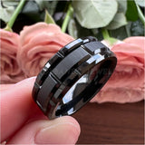 8mm Tungsten Carbide Wedding Band for Women Matte Polished Comfort Fit