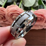 8mm Tungsten Carbide Wedding Band for Women Matte Polished Comfort Fit