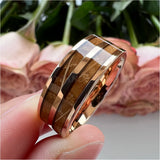 8mm Tungsten Wedding Band Whisky Barrel Wood Inlay