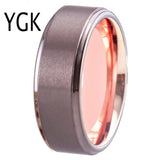 Gunmetal Tungsten Ring Rose Golden Wedding Band
