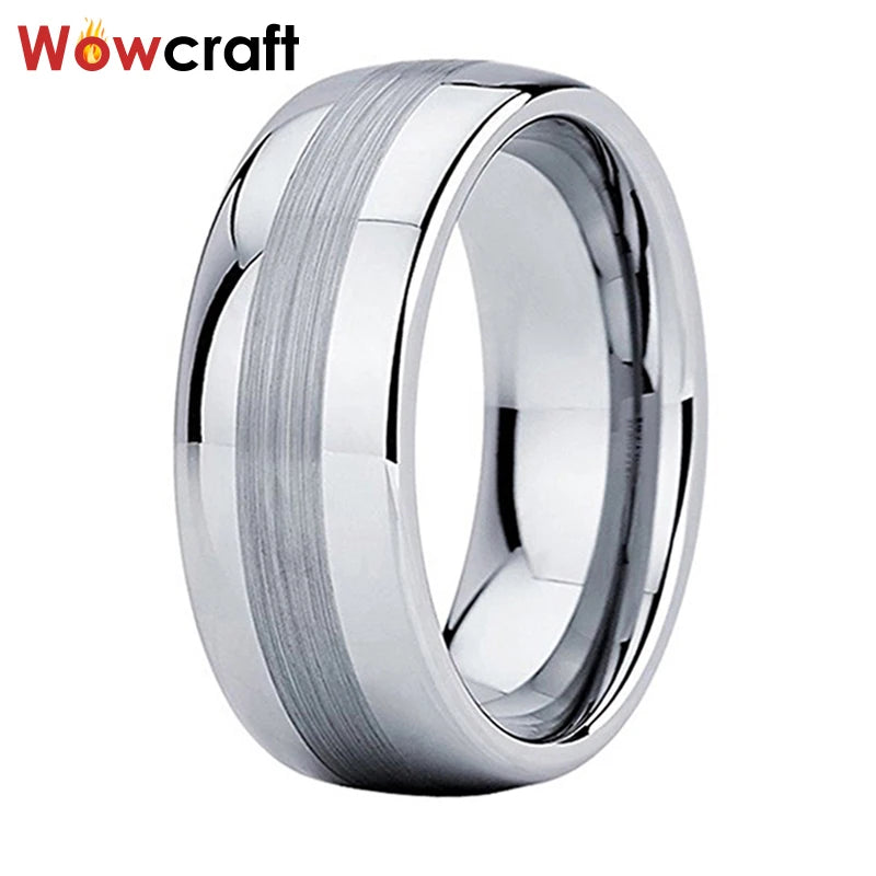 8mm Brushed Finish Tungsten Carbide Wedding Band