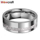 8mm Tungsten Ring with Meteorite Inlay Wedding Band