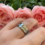 8mm Tungsten Ring with Meteorite Inlay Wedding Band