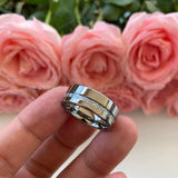8mm Tungsten Ring with Meteorite Inlay Wedding Band