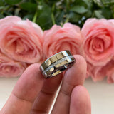 8mm Tungsten Ring with Meteorite Inlay Wedding Band