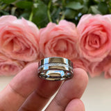 8mm Tungsten Ring with Meteorite Inlay Wedding Band