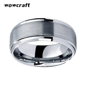 8mm Tungsten Wedding Ring Beveled Edges Brushed Finish