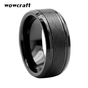 8mm Tungsten Carbide Wedding Band Ring Brushed Finish Beveled Edges