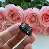 8mm Tungsten Carbide Wedding Band Ring Brushed Finish Beveled Edges