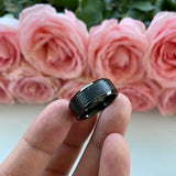 8mm Tungsten Carbide Wedding Band Ring Brushed Finish Beveled Edges
