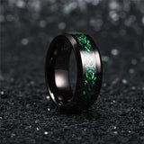 8mm Tungsten Rings Wedding Bands Celtic Dragon Green Red Carbon Fiber Inlay