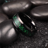 8mm Tungsten Rings Wedding Bands Celtic Dragon Green Red Carbon Fiber Inlay