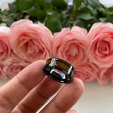 8mm Tungsten Carbide Wedding Band Koa Wood Inlay Beveled Polished