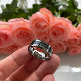 Tungsten Carbide Wedding Band Ring with Carbon Fiber Inlay