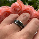 Tungsten Carbide Wedding Band Ring with Carbon Fiber Inlay