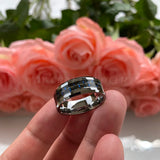 Tungsten Carbide Wedding Band Ring with Carbon Fiber Inlay