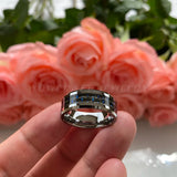 Tungsten Carbide Wedding Band Ring with Carbon Fiber Inlay