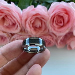 8mm Tungsten Wedding Ring Carbon Fiber Inlay Band