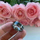 8mm Tungsten Wedding Ring Carbon Fiber Inlay Band