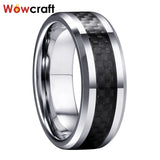 8mm Tungsten Wedding Ring Carbon Fiber Inlay Band