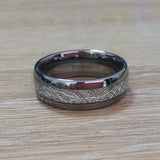 8mm Tungsten Ring with Meteorite Inlay Domed Finish Men Size 8-13