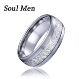 8mm Tungsten Ring with Meteorite Inlay Domed Finish Men Size 8-13