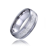 8mm Tungsten Ring with Meteorite Inlay Domed Finish Men Size 8-13