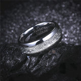 8mm Tungsten Ring with Meteorite Inlay Domed Finish Men Size 8-13