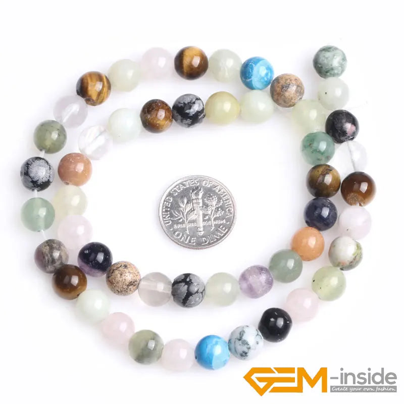8mm Mixed Gem stone Round Shape Loose Beads Jewelry Making DIY Bracelet