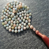 8mm Morganite 108 Beads Tassel Necklace Japa Spiritua Wristband