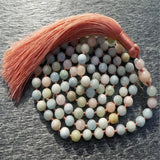 8mm Morganite 108 Beads Tassel Necklace Japa Spiritua Wristband