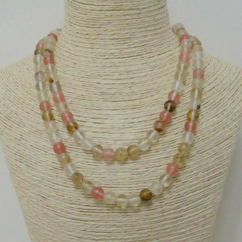 32" Multi-color Watermelon Tourmaline Round Beads Necklace