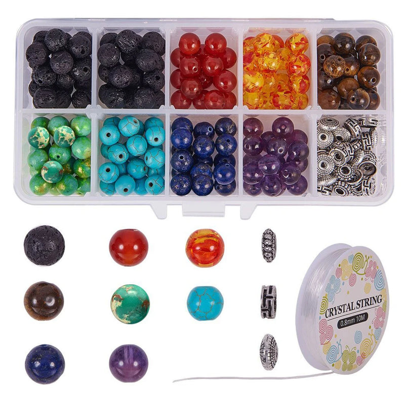 8mm Natural Stone Beads with Crystal Thread Kit