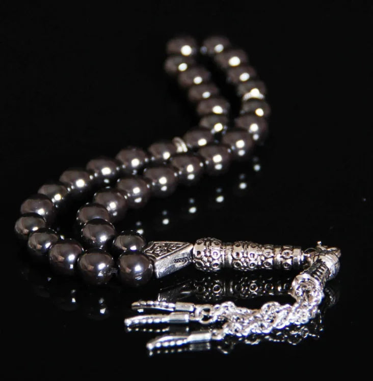 8mm Muslim Gift Islamic 33 Hematite Prayer Beads Rosary Tasbih Misbaha Masbaha