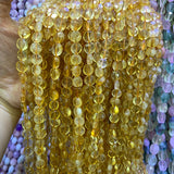 8mm Yellow Citrines Beads 15'' Coin DIY Loose Beads