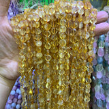 8mm Yellow Citrines Beads 15'' Coin DIY Loose Beads