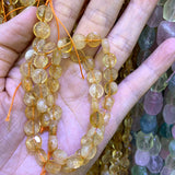 8mm Yellow Citrines Beads 15'' Coin DIY Loose Beads